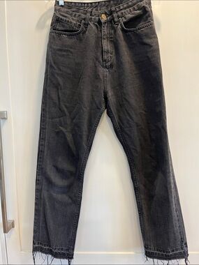 Ksubi Black Washed High Waisted relaxed fit Jeans with raw hem